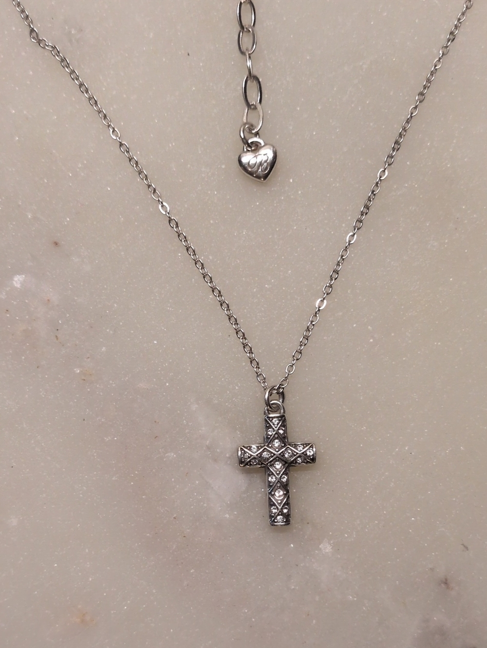 Brighton Crystal And Silver Cross Necklace